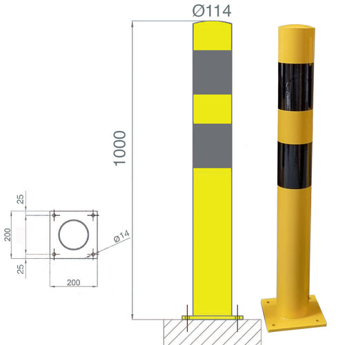 Poteau de protection Jaune Noir EQUIPEMENTECH
