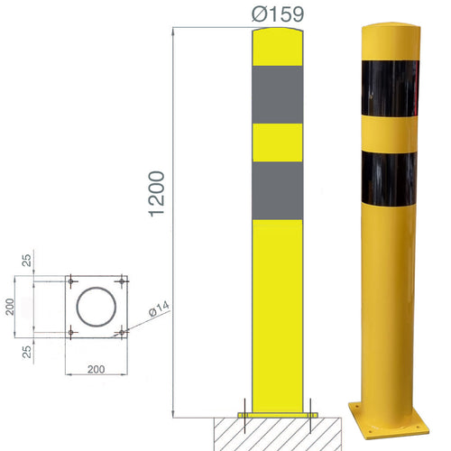 Poteau de protection Jaune Noir EQUIPEMENTECH