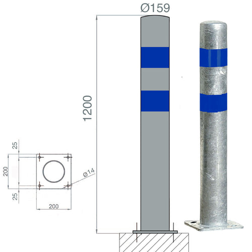 Poteaux de Protection Galva bandes Bleues