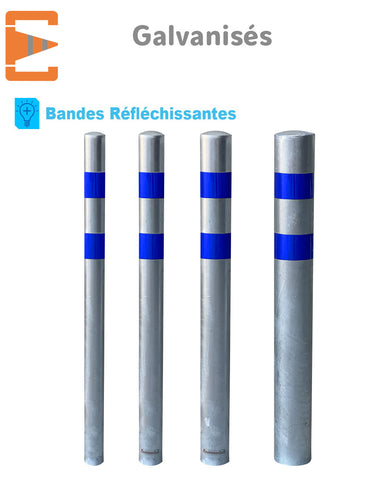 Poteaux à Sceller Galva bandes Bleues Ø 60, 76, 90 et 114 mm