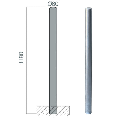 poteau protection sceller galva 60mm