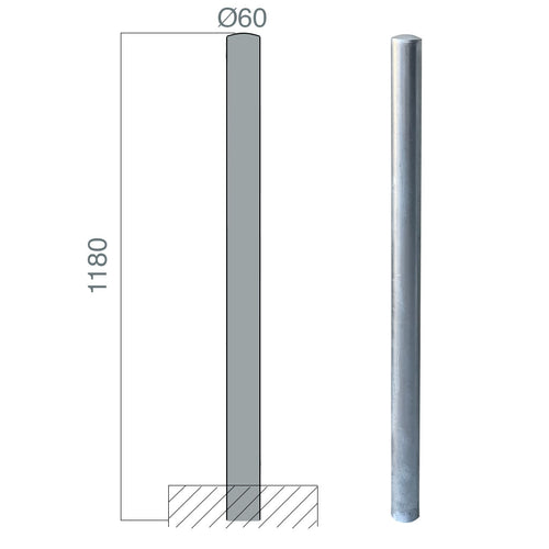 poteau protection sceller galva 60mm