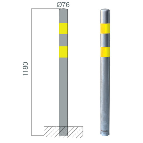 poteau protection sceller galva 76