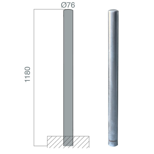 poteau protection sceller galva 76mm