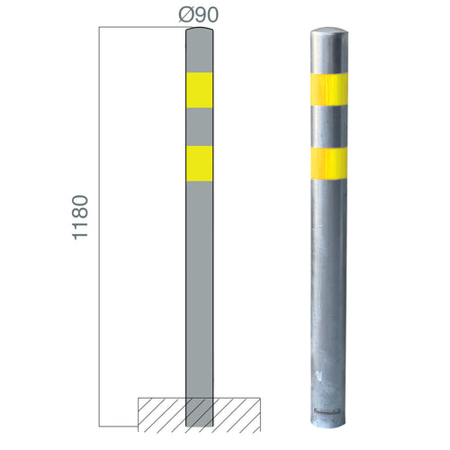 poteau protection sceller galva 90