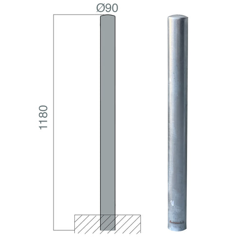 poteau protection sceller galva 90mm