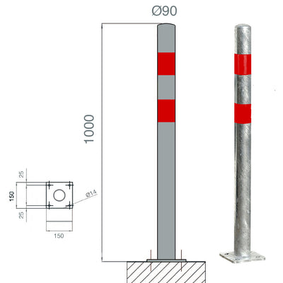 Poteau de protection acier galva EQUIPEMENTECH