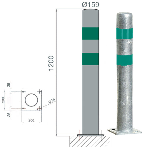 Poteaux de Protection Galva bandes Vertes