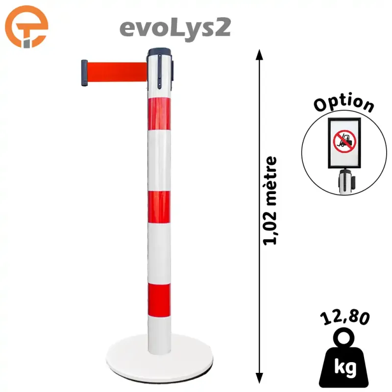 Poteau de balisage Rouge Blanc à sangle 2, 3, 4 et 5 mètres evoLys2