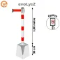 Poteau à sceller Rouge/Blanc sangle 2, 3, 4 et 5 mètres evoLys2