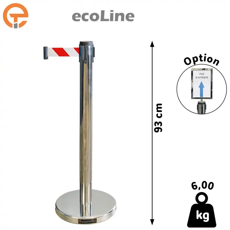 Poteau de guidage Inox à sangle 2,50 mètres ecoLine Poteau de guidage Inox à sangle 2,50 mètres ecoLine