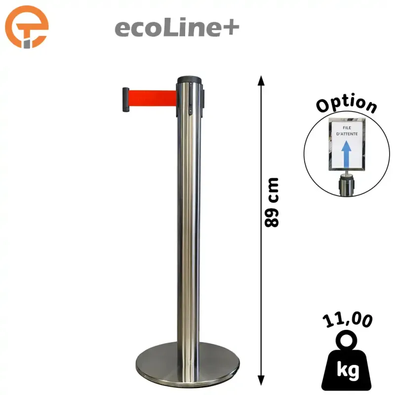 Poteau de guidage Inox à sangle 3 mètres ecoLine+