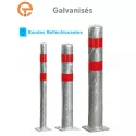 Poteau de protection galva bandes rouges à platine