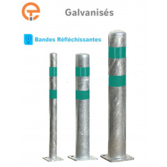 Poteau de protection galva bandes vertes à platine