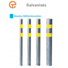 Poteau de Protection à Sceller Galva bandes Jaunes