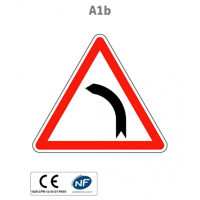Panneau A1b Virage à gauche