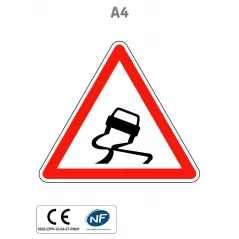Panneau A4 Chaussée particulièrement glissante