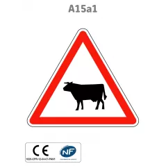 Panneau A15a1 Passage d'animaux domestiques vache