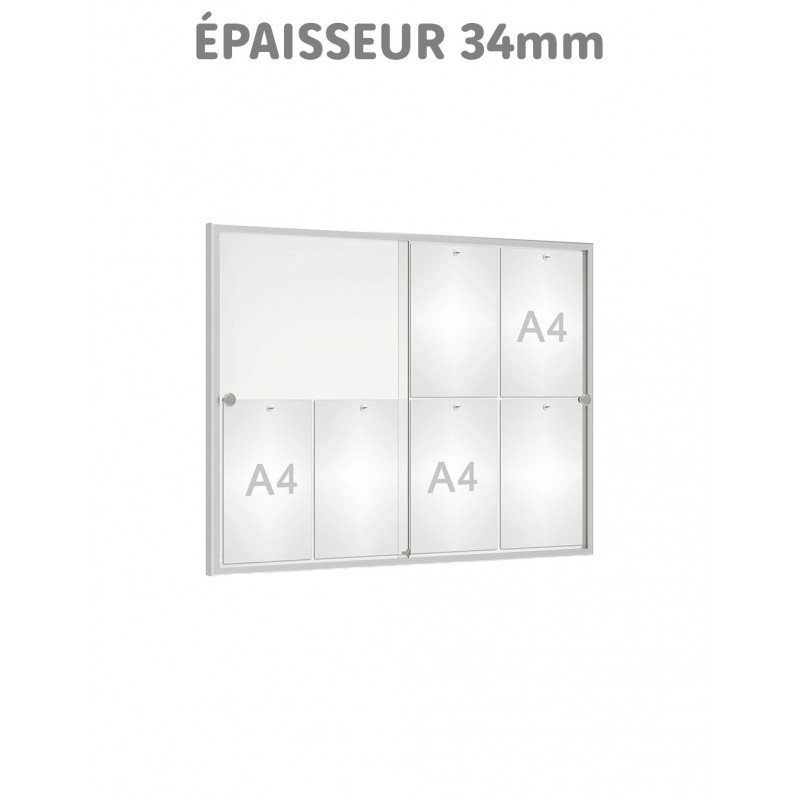 Vitrine intérieure portes coulissantes 8 à 12 feuilles A4