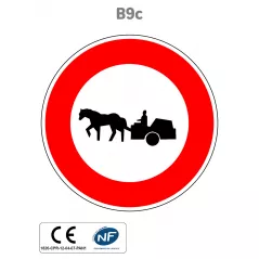 Panneau B9c Accès interdit aux véhicules à traction animale