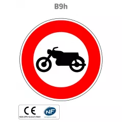 Panneau B9h Accès interdit aux motocyclettes