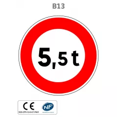 Panneau B13 Limitation de tonnage