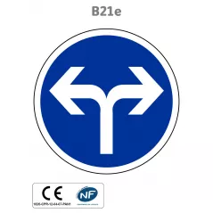 Panneau B21e Direction obligatoire à droite ou à gauche