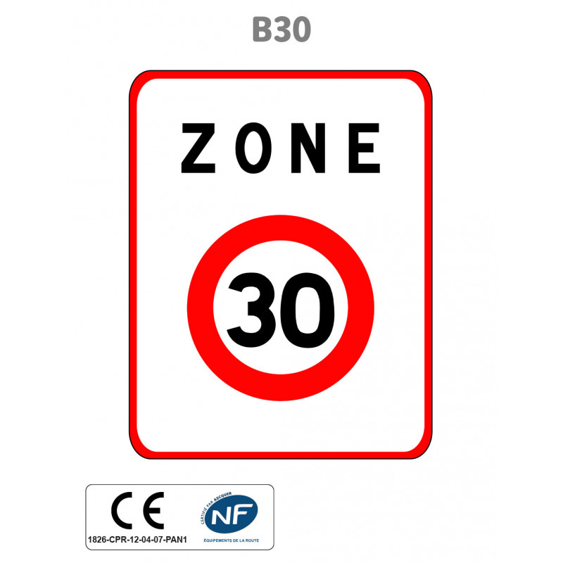 Panneau B30 Entrée dans une zone 30 km/h