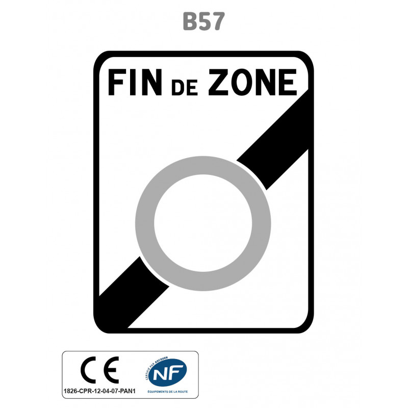 Panneau B57 Fin de zone de circulation restreinte