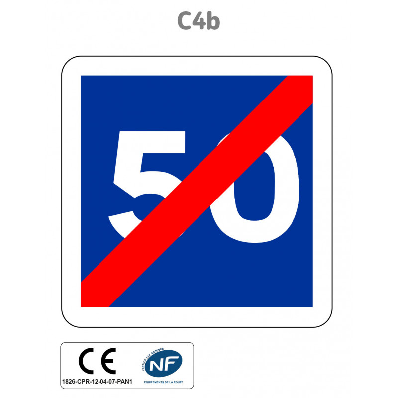 Panneau C4b Fin de vitesse conseillée