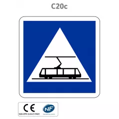 Panneau C20c Traversée de voie réservée aux tramways