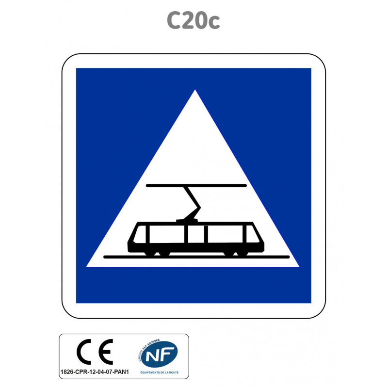 Panneau C20c Traversée de voie réservée aux tramways