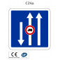 Panneau C24a.ex1 Affectation de voies