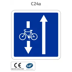 Panneau C24a.ex2 Affectation de voies