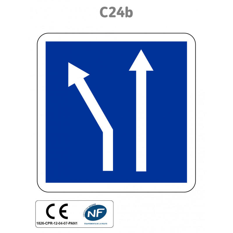 Panneau C24b.ex1 Affectation de voies