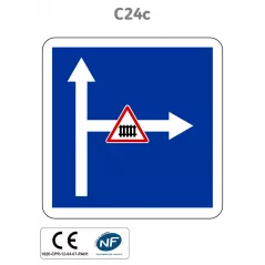Panneau C24c.ex1 Affectation de voies