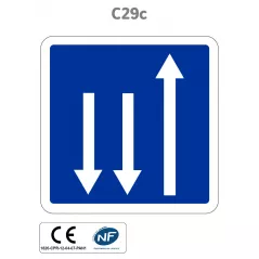 Panneau C29c Section de route à 3 voies