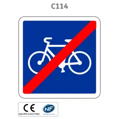 Panneau C114 Fin d'une Piste ou bande cyclable conseillée