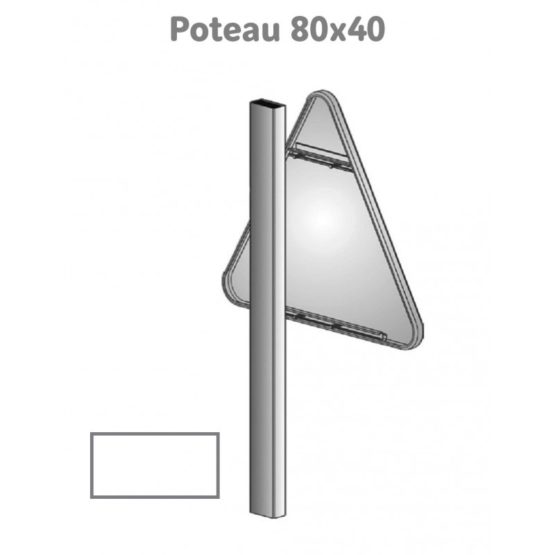 Poteau de signalisation rectangulaire 80 x 40 mm à platine
