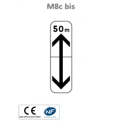 Panonceau section de stationnement de part et d'autre avec distance M8c bis