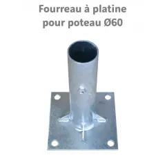 Fourreau à platine pour poteau de signalisation D. 60 mm
