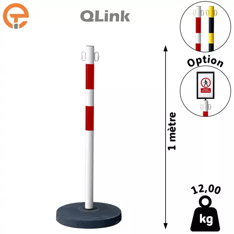 Poteau de balisage métal QLink lesté 10 kg