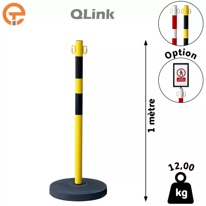 Poteau de balisage métal QLink lesté 10 kg