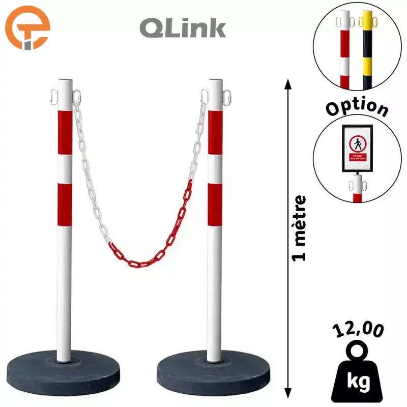 Kit Poteaux de balisage métal Qlink lestés 10 kg