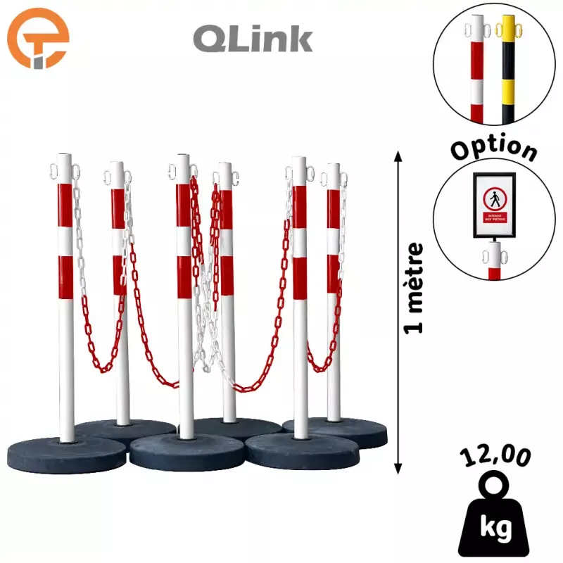 Kit Poteaux de balisage métal Qlink lestés 10 kg Kit Poteaux de balisage métal Qlink lestés 10 kg