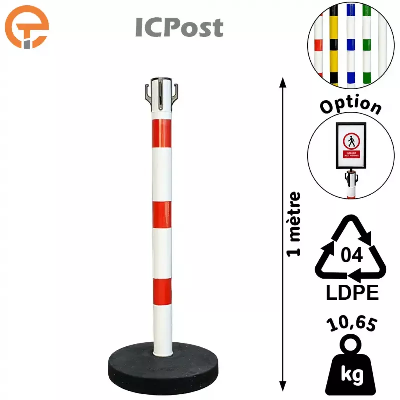 Poteau de balisage ICPost lesté 10 kg