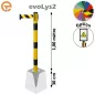 Poteau à sceller Noir/Jaune sangle 2, 3, 4 et 5 mètres evoLys2