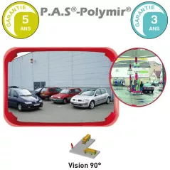 Miroir routier multi-usages cadre rouge