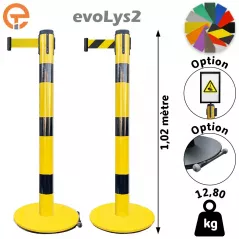 Poteau de balisage Noir Jaune à sangle 2, 3, 4 et 5 mètres evoLys2