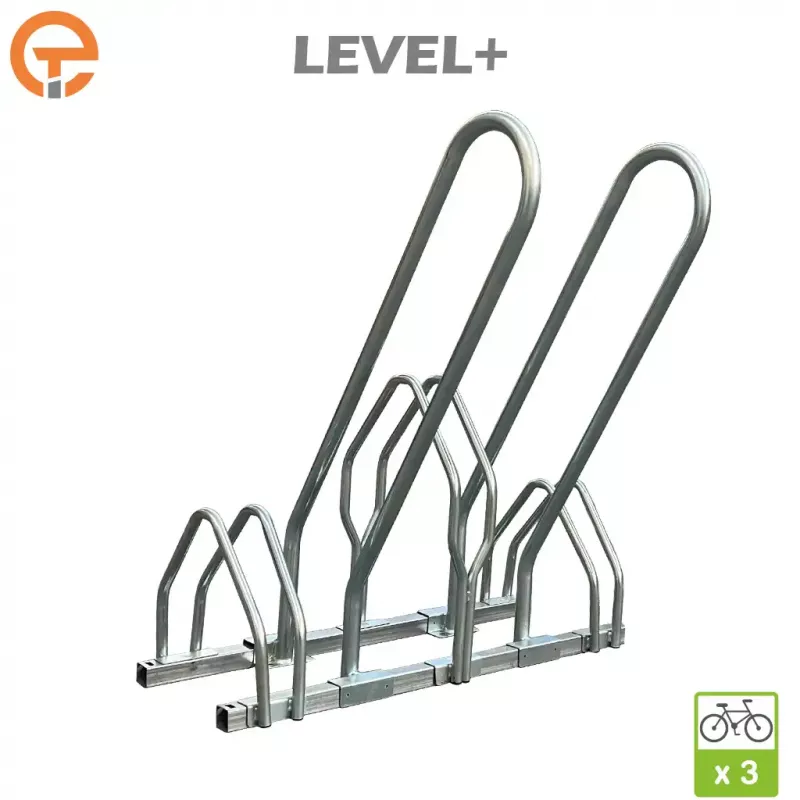 Râtelier Support vélos 2 niveaux LEVEL+ avec arceaux antivol